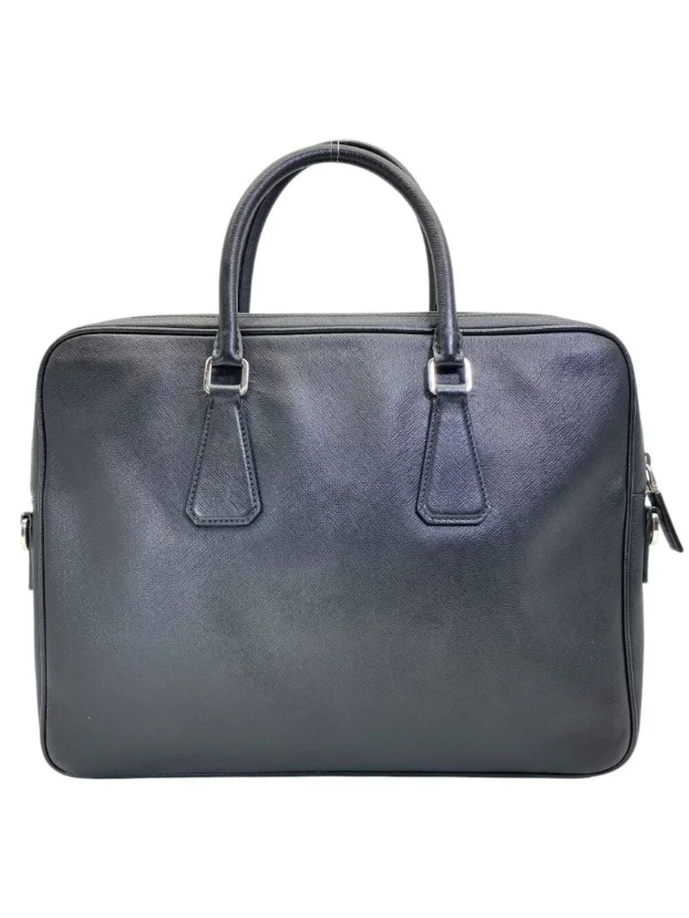 Prada Business Briefcase Handbag Logo Saffiano Leather Black Red Document